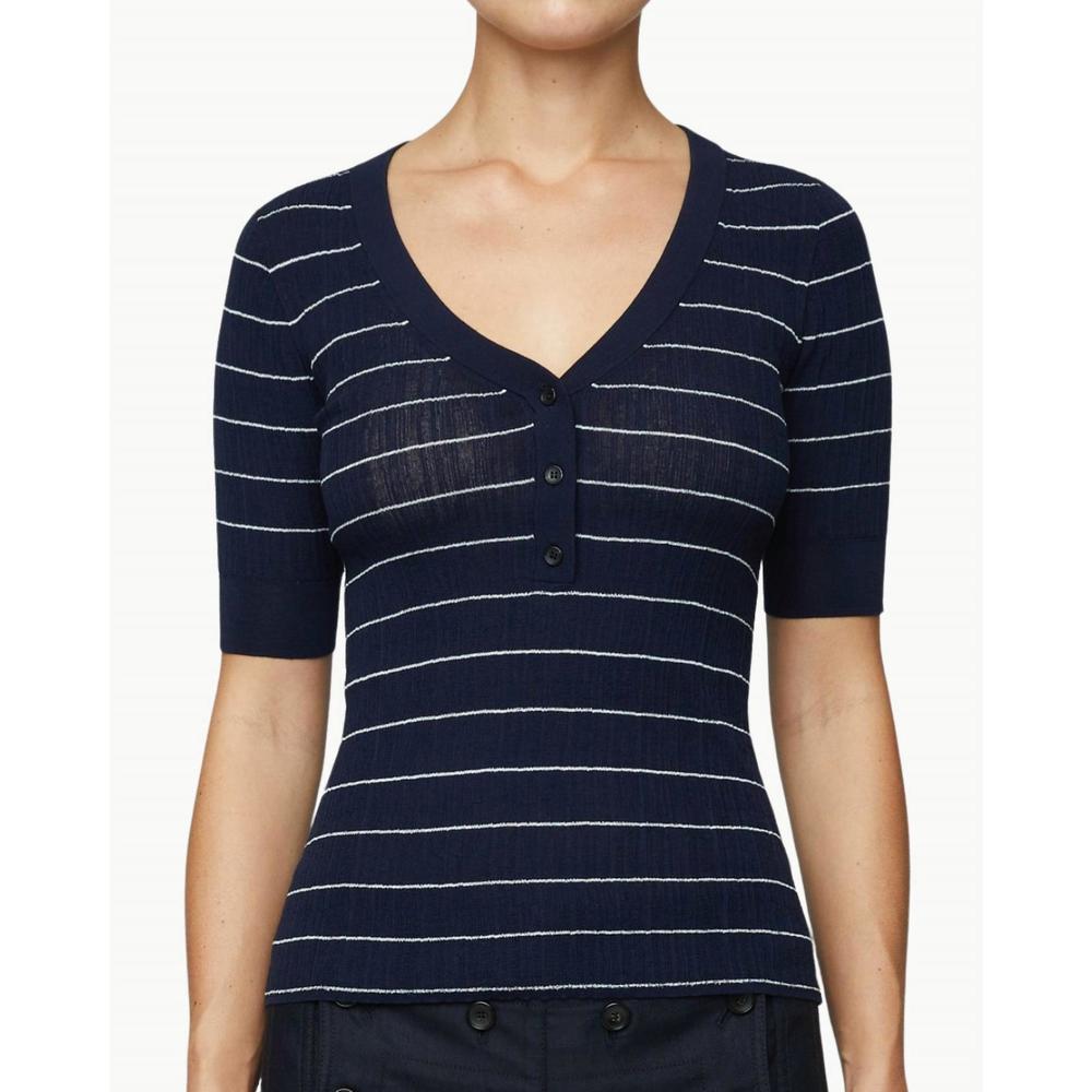 NEW A.L.C. francis v neck top in navy/bright white